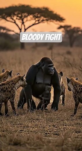 Life or Death Battle: Gorilla vs. Hyenas! #WildShowdown #GorillaVsHyenas #wildlife