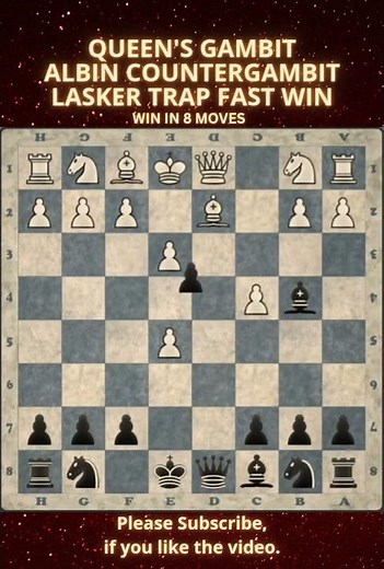 Queen's Gambit | Albin Countergambit | Lasker Trap Fast Win| Chess Openings | Chess Tricks #chess