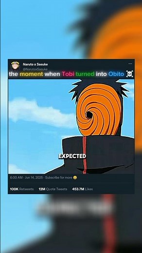 The moment when Tobi turned into Obito ☠️ #naruto #anime