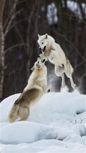 Snow Thrills: Arctic Wolf Having Fun ❄️🐺 #shorts