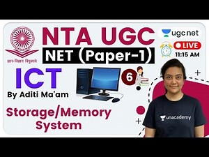 NTA UGC NET 2020 (Paper-1) | ICT by Aditi Ma'am | Storage/Memory System