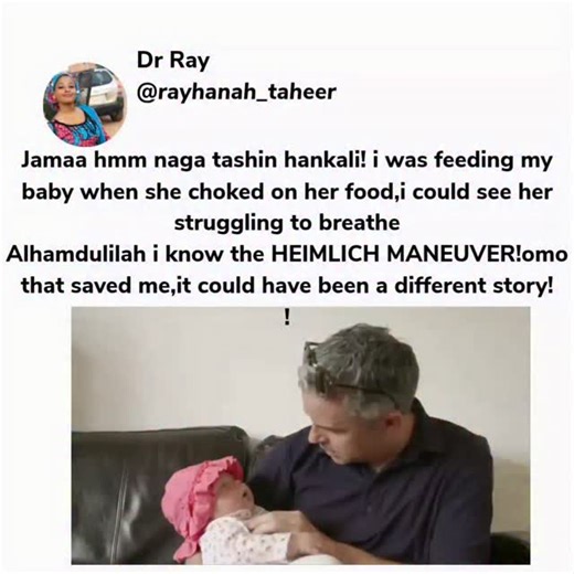 Dr Rayhanah Tahir on Instagram: "I posted the heimlich maneuver for children previously, This is how to do the maneuver on a baby. Share to save a life"