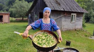 24K views · 650 reactions | A Woman Living in the Mountains Cooks Gigantic PIZZA on a Campfire for her alone!! | Chef Grandma Cooking | Facebook