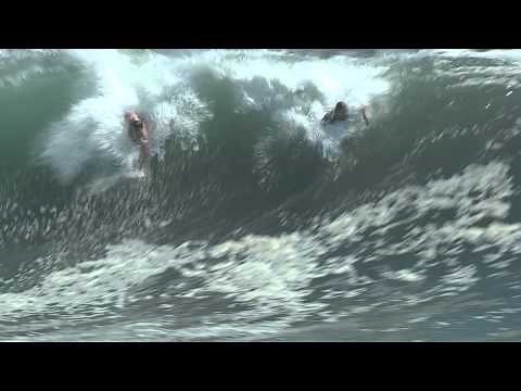 The Wedge Newport Beach Balboa Island body surfing. Big waves for the day.