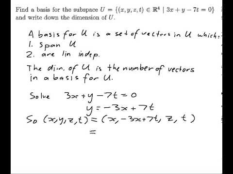 EXAMPLE: Finding a basis for a subspace defined by a linear equation
