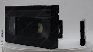 Vintage Media storage cassette tapes evolution: VHS, Audio casette, Mini DV. Technology from the 80s.