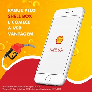 Comece a abastecer pagando com Shell Box e ganhe R$ 20 de desconto! Insira o código GANHESHELL no seu aplicativo e ganhe R$ 10 nos dois primeiros abastecimentos. Use o Shell Box e aproveite. | Shell