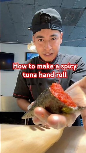 How to make spicy hand roll #tmaki #tuna #tutorials #chef #josomaki