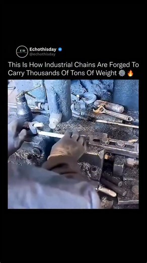 EchoThisDay on Instagram: "This machine turns glowing steel into something trusted to hold ships, cranes, and critical infrastructure together Inside industrial workshops, steel wire is fed into automated forming systems that bend, interlock, and weld each link under extreme heat and pressure. Every joint is sealed to exact specifications, because a single weak point could mean catastrophic failure. These chains are engineered for environments where loads reach hundreds to thousands of tons, fro