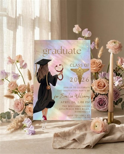 Doctor Graduation Invitation, Modern Medical Grad Party Invite (digital Download) - Etsy