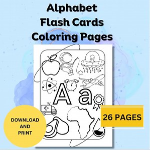 26 Alphabet Flashcards, Printable Coloring Pages for Kids, ABC Flashcards, Educational Cards, Learn Abc, Gift Fot Teacher, School at Home - Etsy