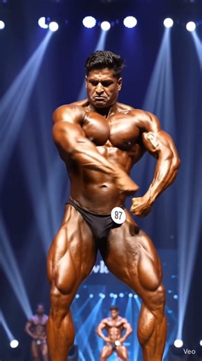 Bodybuilder posing on stage #motivation #bodybuilding #fitness #athelete