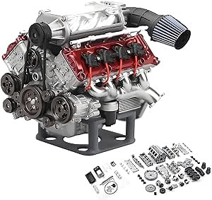 V8 Engine Model Kit That Works - Miniature RC Model Engine Kit for Adults, STEM Educational DIY Project, Compatible with AX90104, SCX10Ⅱ, Capra, VS4-10 Pro/Ultra (V8 II)