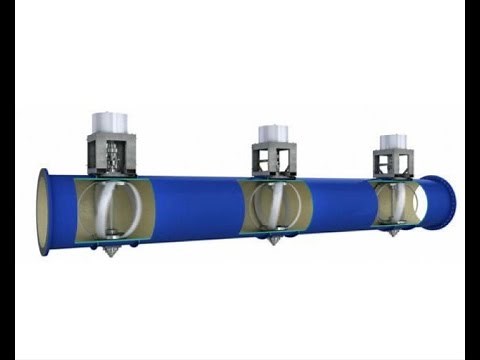 Hydropower in a Pipe. Turbines generate electricity from water flowing through municipal pipes.