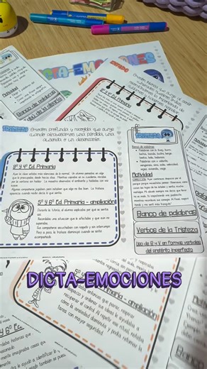Mari Paz | psicóloga-profe RECURSOS | actividades on Instagram: "📚 DICTA-EMOCIONES Ortografía + educación emocional en un solo material. ✔️ Dictados graduados por ciclos ✔️ Cada emoción vinculada a una regla ortográfica concreta ✔️ Banco de palabras + actividades de aplicación ✔️ Ideal para Primaria, refuerzo y PT/AL Una forma funcional de trabajar la expresión emocional mientras consolidan la ortografía. ⏰ Disponible GRATIS hasta el domingo 25 de enero a las 12:00h (hora España - peníns