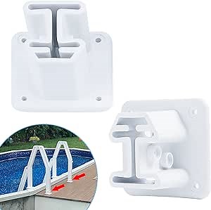 Ladder Flanges for Heavy Duty Resin in-Pool Above Ground Swimming Pool Ladder, 2 3/4" Between Screw Holes,Height is 2 1/8" (Pack of 2) White