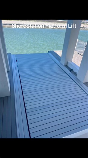 This ShoreStation hydraulic platform lift disappears into the dock and comes to life at the push of a button—lifting your boat fast, smooth, and level every time. Built for a better experience. Engineered to outperform. Install by On The Docks LLC on the Texas coast. #ShoreStation #WaterfrontLiving #boating #boatlifts