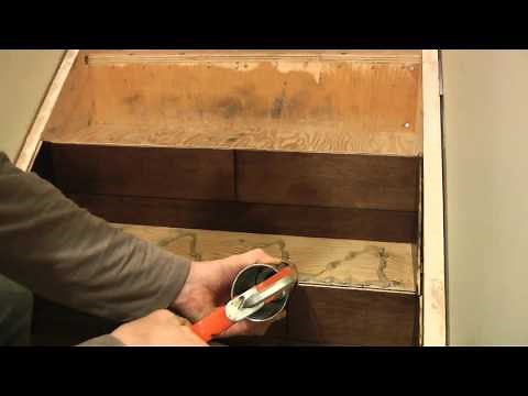 Installing Hardwood Stairs with side stringer veneer - all square