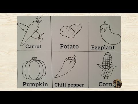 How to draw vegetables/easy step by step tutorial/how to draw vegetables garden
