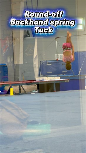 Round-off, backhand spring and tuck. Putting it all together. So proud of you #gymnast