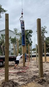 Pilings and More crushing timber piles in North Carolina with the Pile Master 24-900 Air Hammer. ECA is your source for the entire Pile Master lineup. Credit: Equipment Corporation of America #PileBuck #EandCmedia #deepfoundations #drilling #piledriving #equipment | Pile Buck Magazine