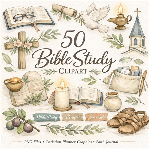 Bible Study Clipart Bundle Christian Planner Graphics Faith Journal PNG Elements Church Printables Stickers - Etsy Canada