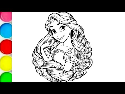 rapunzel princess drawing and colouring for kids, how to draw rapunzel princess, Disney princess #42