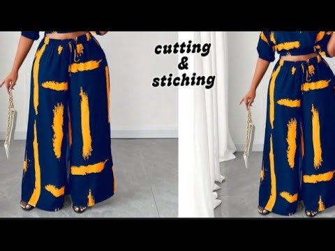 How to Cut & Sew Palazzo Pants with Elastic Waistband & Side Pockets