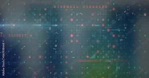 Animation of cyber attack warning text and data processing