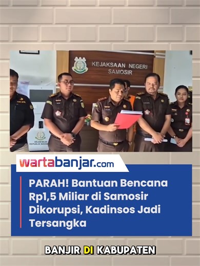 PARAH! Bantuan Bencana Rp1,5 Miliar di Samosir Dikorupsi, Kadinsos Jadi Tersangka ‎ ‎WARTABANJAR.COM - Kasus dugaan korupsi bantuan bencana di Samosir ini sebenarnya sederhana kalau ditarik ke garis lurus. Negara mengirim uang, warga terdampak bencana menerima, lalu selesai. Masalahnya, garis itu justru dibelokkan di tengah jalan. ‎ ‎Dana Rp1,5 miliar dari Kementerian Sosial sejatinya dialokasikan untuk 303 kepala keluarga korban banjir bandang di Kabupaten Samosir pada 2024 lalu. Skemanya jelas