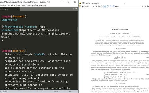 使用 Sublime Text 编写 LaTeX 文档