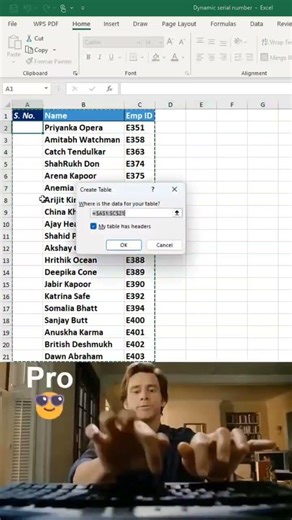 Trick to write dynamic serial number in Excel ‼️