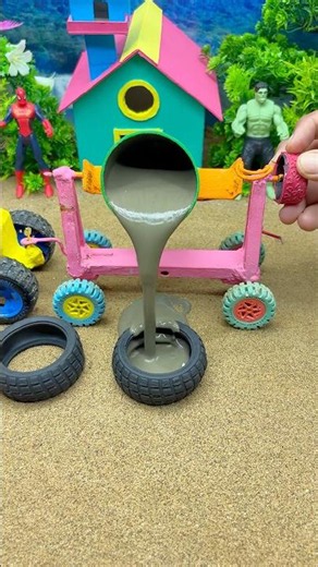 😱Real Working Mini Tractor Making Cement Pillar | Amazing DIY Construction Machine 🚜 #shorts