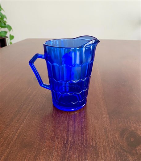 Vintage Cobalt Blue Glass Small Pitcher Creamer Honeycomb Paneled Collectible Shirely Temple - Etsy