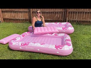 XL Blushing Pink Inflatable Tanning Pool Lounger – Perfect for Sunbathing & Relaxation!