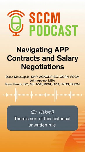 Advanced practice providers Learn to evaluate job offers with confidence and to negotiate salaries for your role in this SCCM podcast. Explore prioritizing onboarding, mentorship, job fit, and more! Listen now: sccm.org/pod554 #SCCM | Society of Critical Care Medicine (SCCM) | Facebook