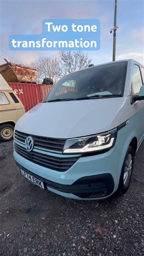 VW Transporter Two Tone paint transformation. #vw #vwtransporter #respray #camper #campervan #van