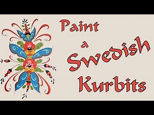 Folk Art from Sweden. How to paint a Dala Kurbits 8. Free drawing to copy.