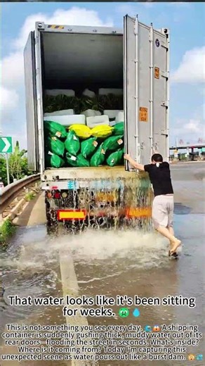 Container Gushing Muddy Water: Flood Alert! 🌊😱