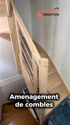 Aménagement complet de combles escalier sur mesure fabriqué dans notre atelier. Créer un nouvel espace sans déménager ! #amenagementdecombles #combles #escalier #escaliersurmesure | Moreno Création Combles & Escaliers