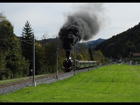 Steam locomotive 141.R.1244 Mikado at Bauma, Switzerland (amazing scene)