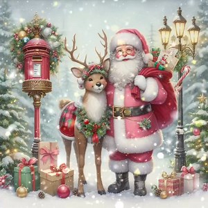 1.5K views · 170 reactions | Santa Claus with reindeer standing beside a festive postbox, #reel #christmasart #fblifestyle #ChristmasDecor #merrychristmas | Madhu Vind | Facebook