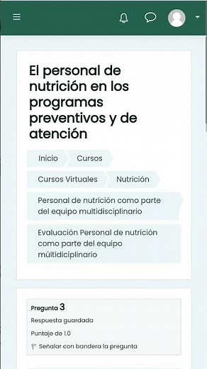 Evaluación 1. Personal de nutrición como parte del equipo multidisciplinario