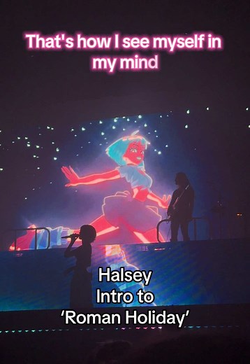 Halsey is so sweet fr 🥹🩵 I loveeeee the visuals for Roman Holiday!! 😍😍😍 I’ll be posting the live performance soon - follow me 🫶🏻 @Halsey in Chicago, Illinois 11/8/2025 for the Back To Badlands Tour 🦋 #halsey #chicago #concert #fyp #fypシ