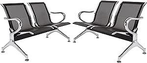 Amazon.com: Kinsuite Set of 2 Airport Reception Seats - Bench Waiting Room Chairs 2 Seat Office Guest Chairs & Reception Chairs Guest Chairs with Arms for Office Bank Hospital, Black : Office Products