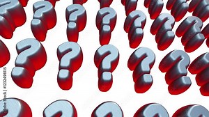 Question mark 3d text floating on the screen. Animation for yours presentation. 4K video clip on white screen. Did You Know quiz questions concept.