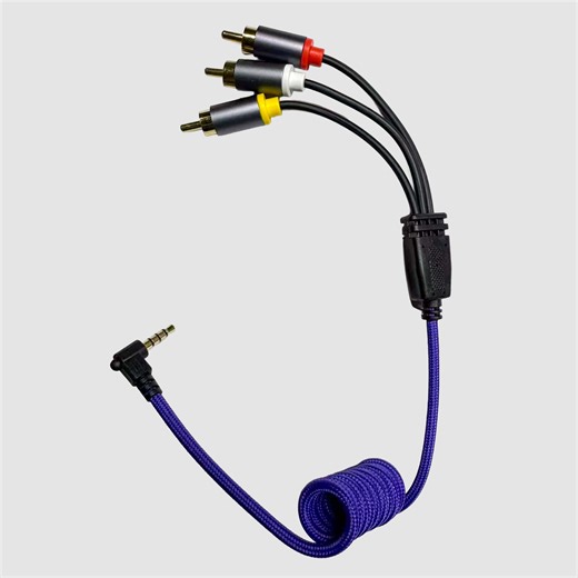 Inviz Purple AV 3-RCA to 3.5mm Braided Cable for DV Camcorders Transpa