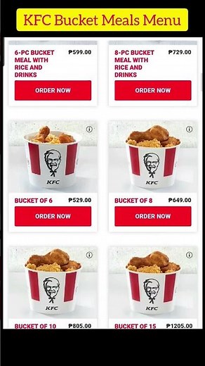 KFC Bucket Meals Menu | Philippines