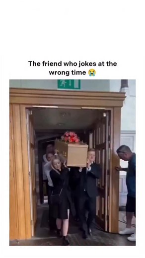 Repostspmo on Instagram: "In this reel, we witness a solemn funeral procession as pallbearers carefully carry a casket out of a church. The atmosphere is heavy with grief, yet one pallbearer seems to be struggling with more than just the weight of the coffin. As they navigate the doorway, he leans in toward another bearer and whispers something that clearly wasn’t a prayer. Suddenly, the silence is shattered as the man erupts into a fit of uncontrollable laughter, nearly doubling over while stil