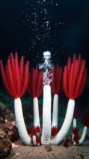 Giant Tube Worms Living at Deep-Sea Hydrothermal Vents